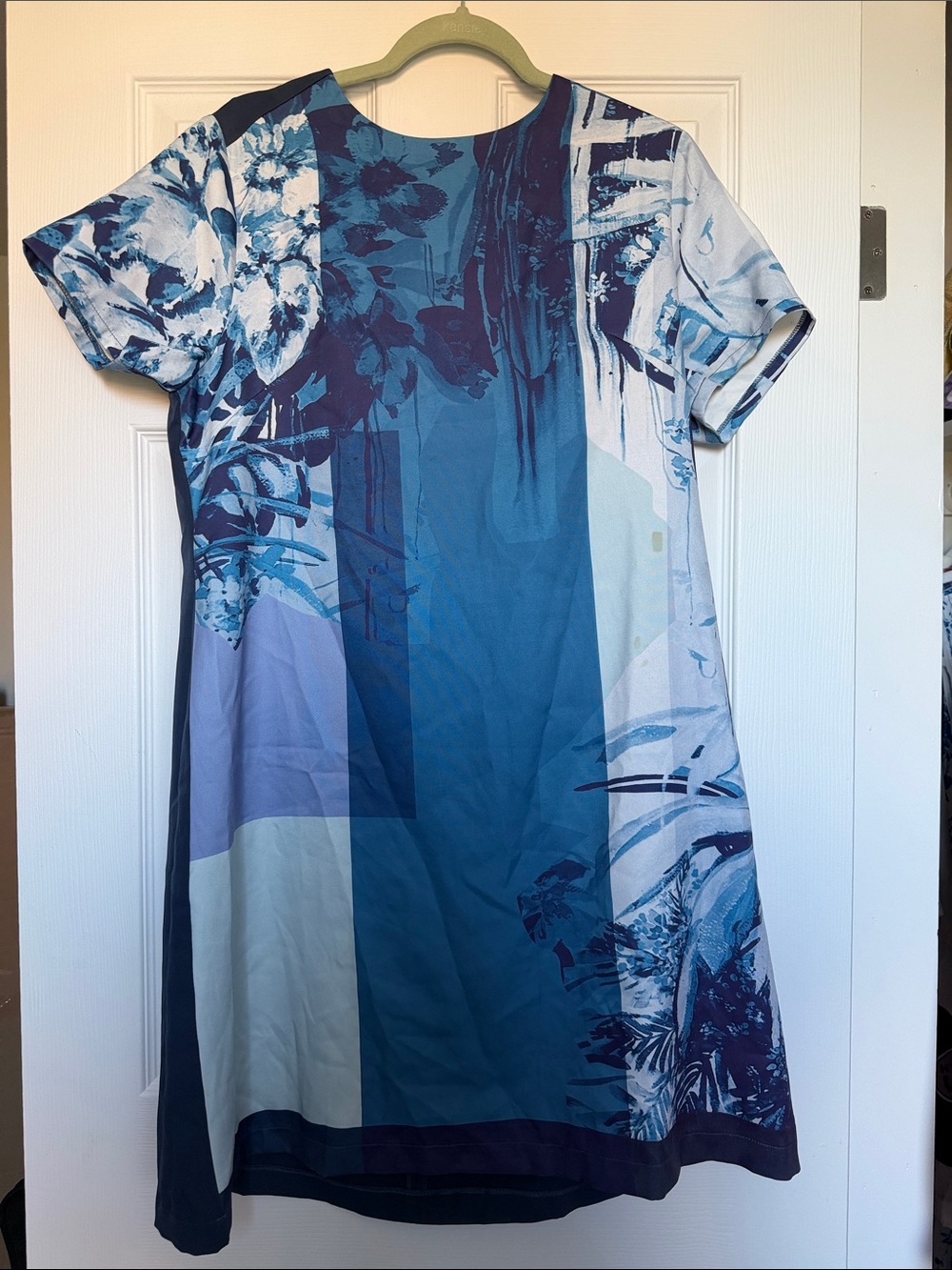 paper doll Blue Floral Block Print Shift Dress